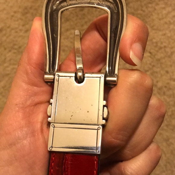 Reversible red & black & silver Brighton belt - Picture 6 of 8
